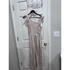 Sancia XS Plaid Jumpsuit Ruffle Sleeves Sleeveless Wide Leg Casual Romper